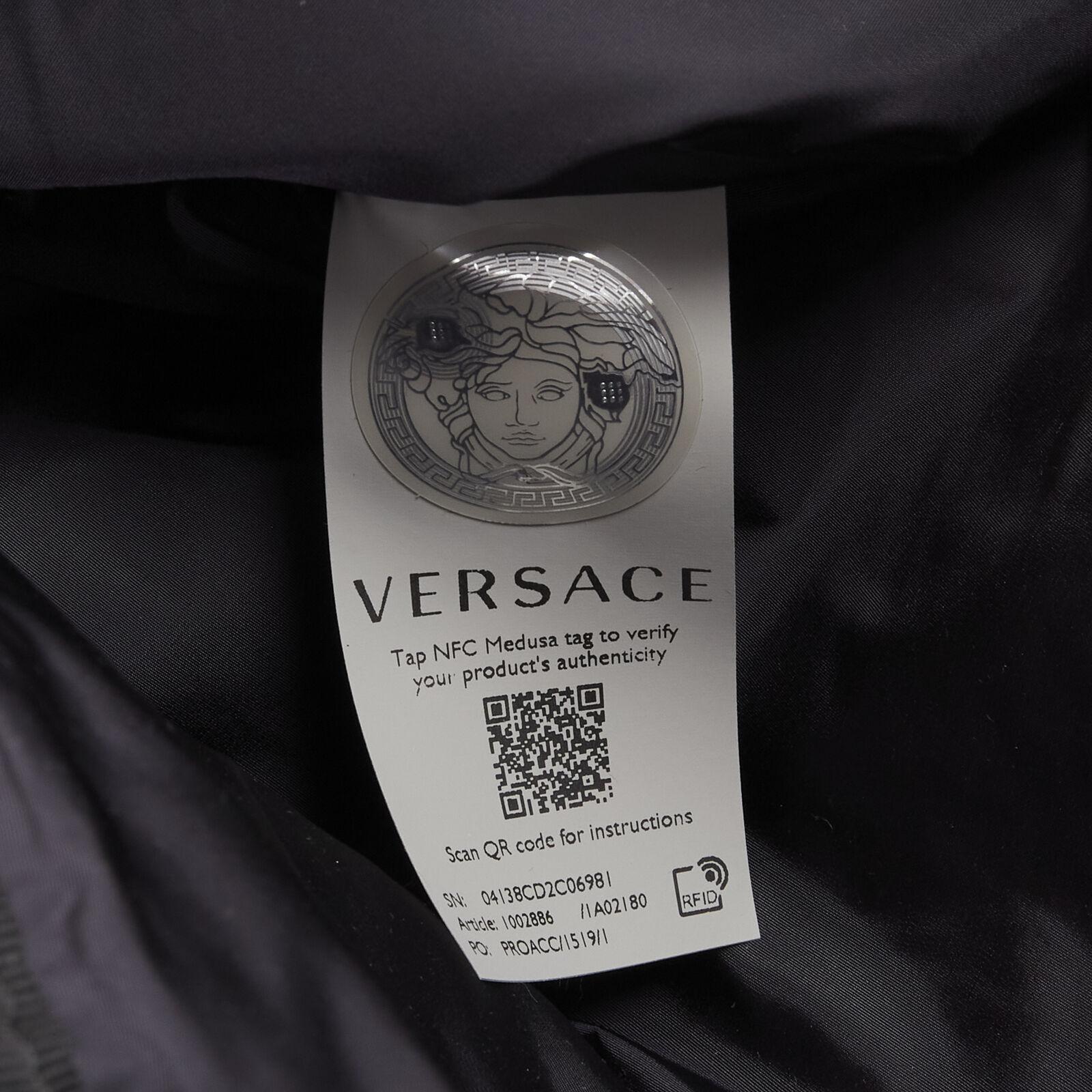 new VERSACE La Greca 90's logo black nylon backpack bag For Sale 6