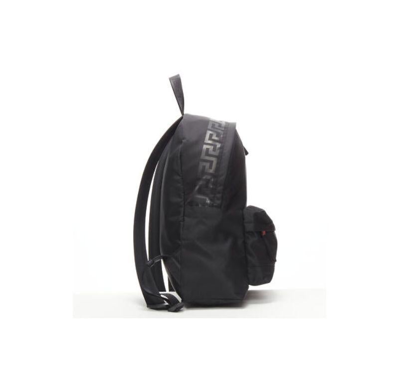 Men's new VERSACE La Greca 90's logo black nylon backpack bag
