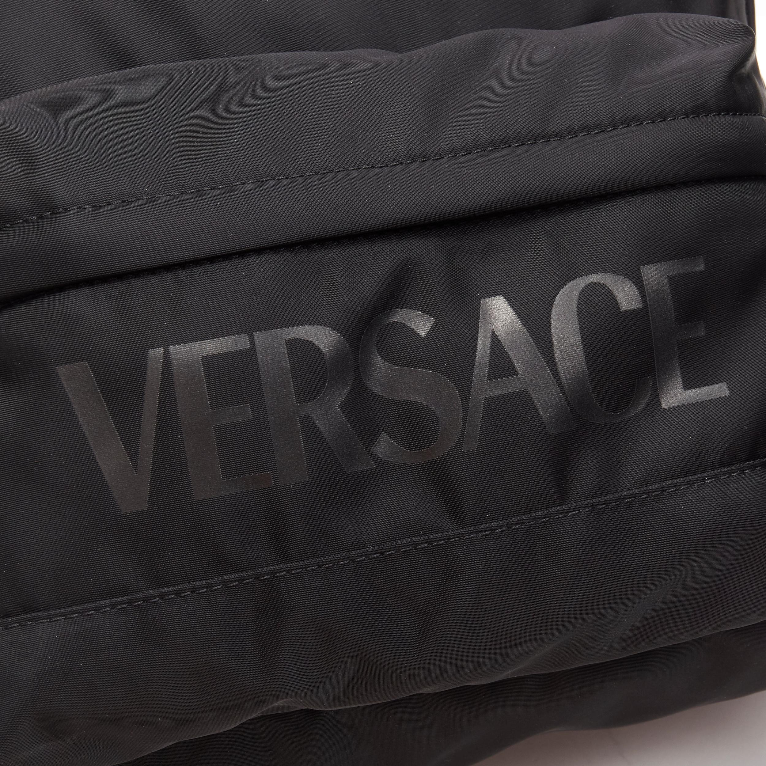 new VERSACE La Greca 90's logo black nylon backpack bag In New Condition In Hong Kong, NT