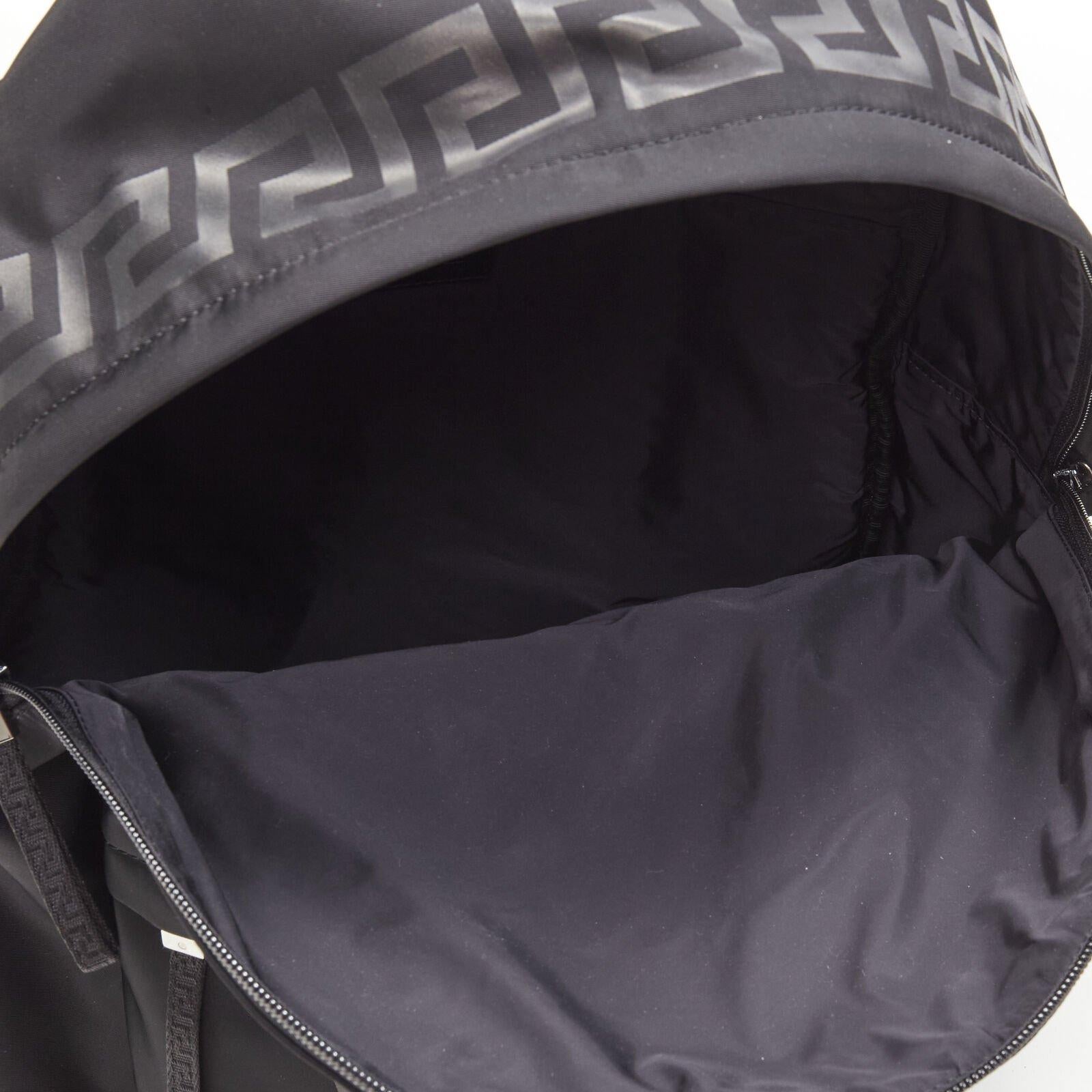 new VERSACE La Greca 90's logo black nylon backpack bag For Sale 4