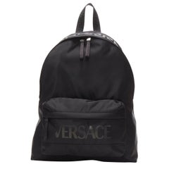new VERSACE La Greca 90's logo black nylon backpack bag