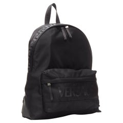 new VERSACE La Greca 90's logo black nylon backpack bag