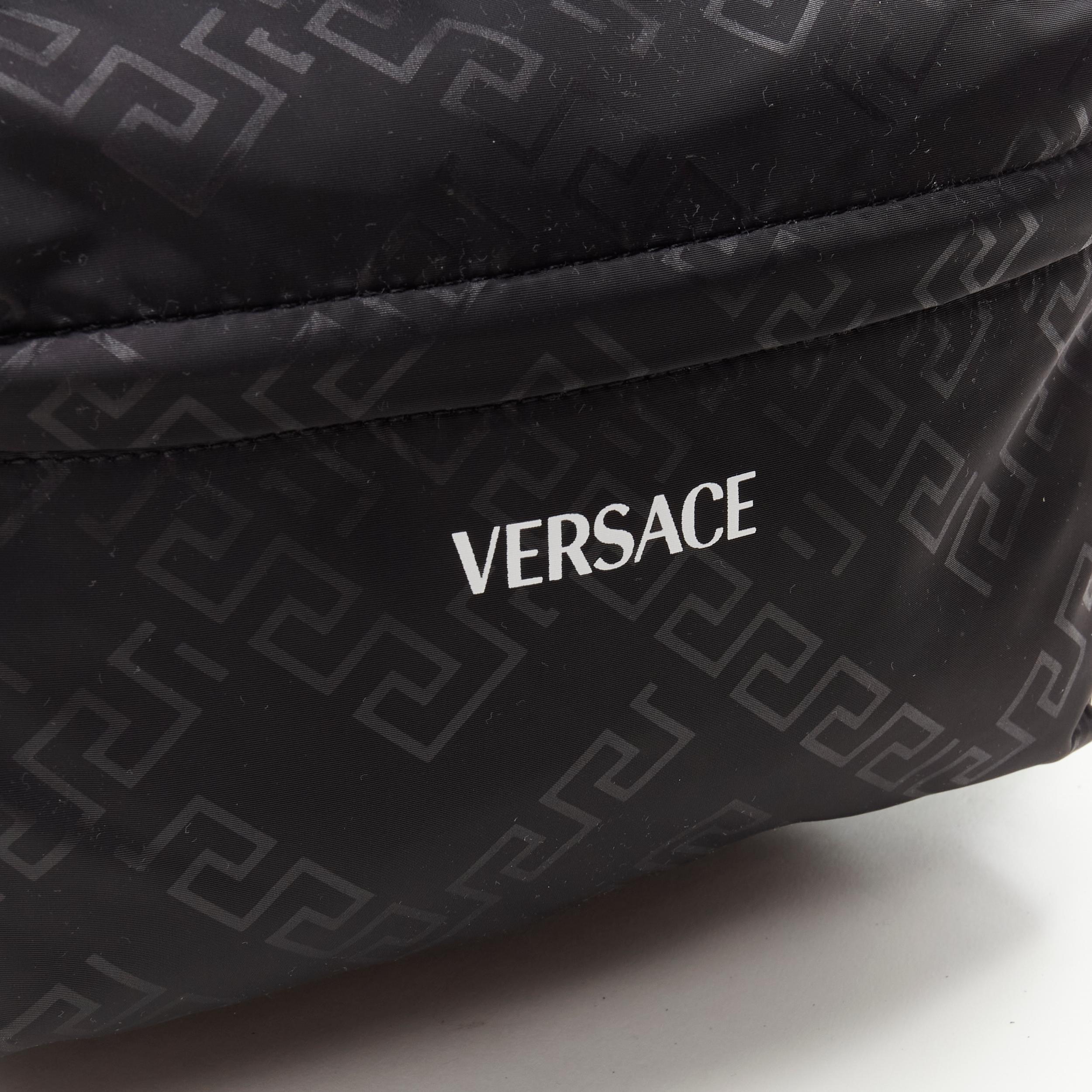 new VERSACE La Greca Greek Key black 90's logo backpack bag For Sale 1