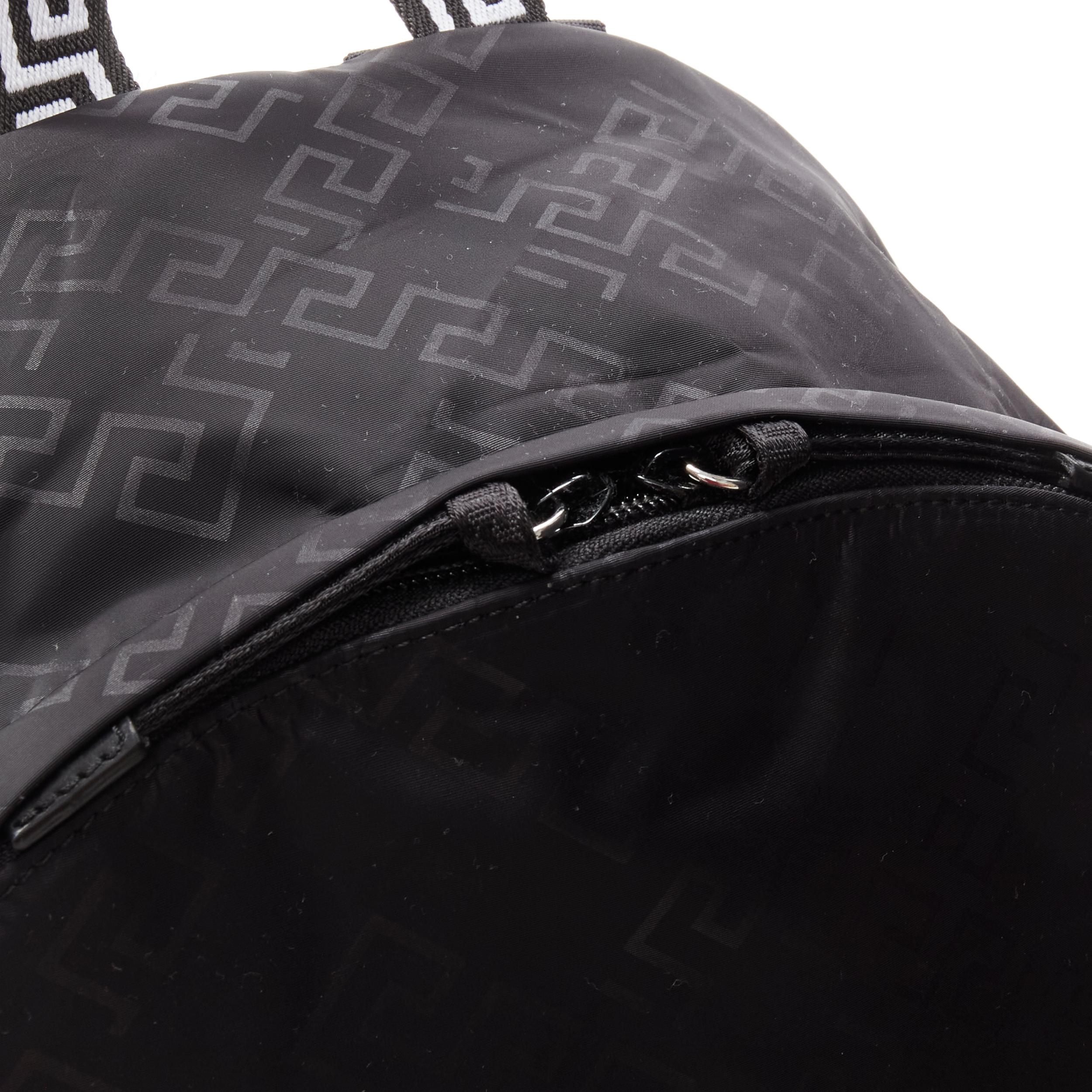 new VERSACE La Greca Greek Key black 90's logo backpack bag For Sale 2
