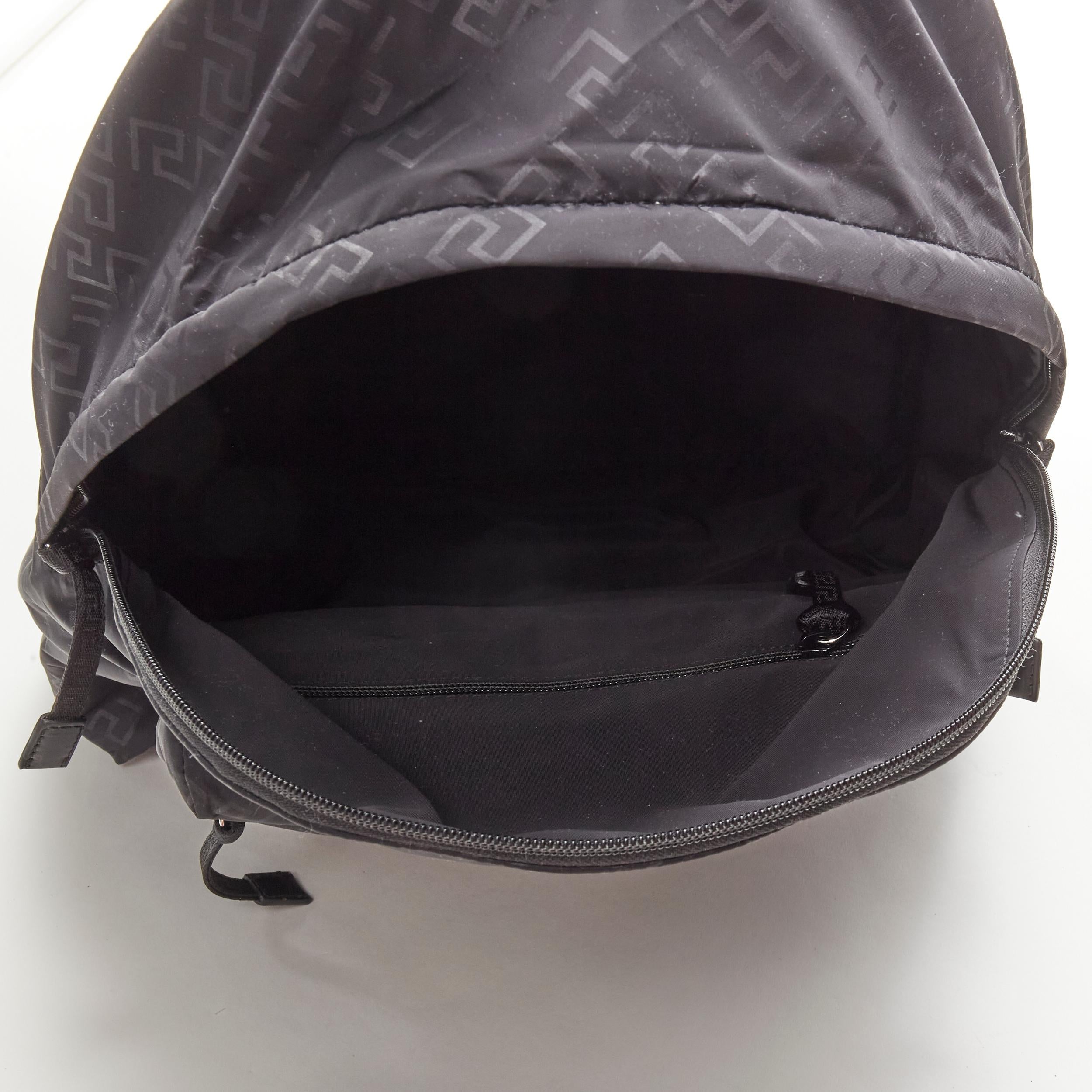 new VERSACE La Greca Greek Key black 90's logo backpack bag For Sale 3