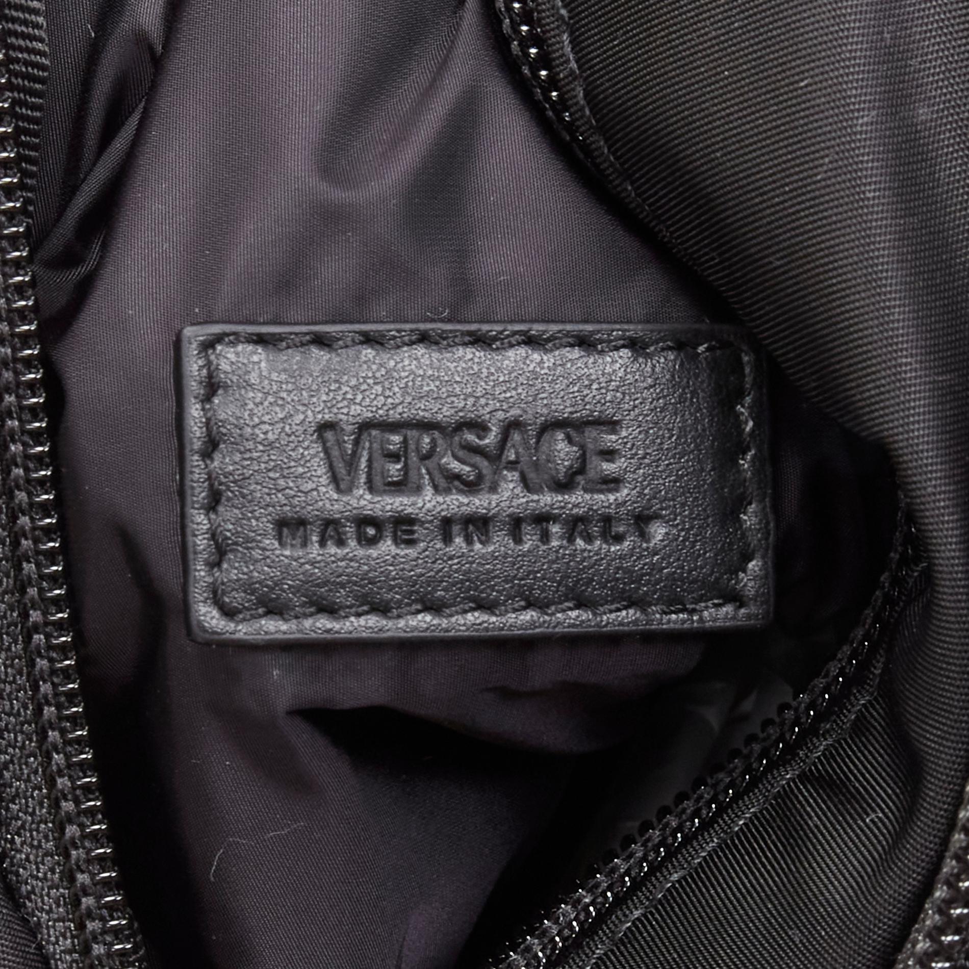 new VERSACE La Greca Vintage 90s Logo black nylon small sling backpack bag 5