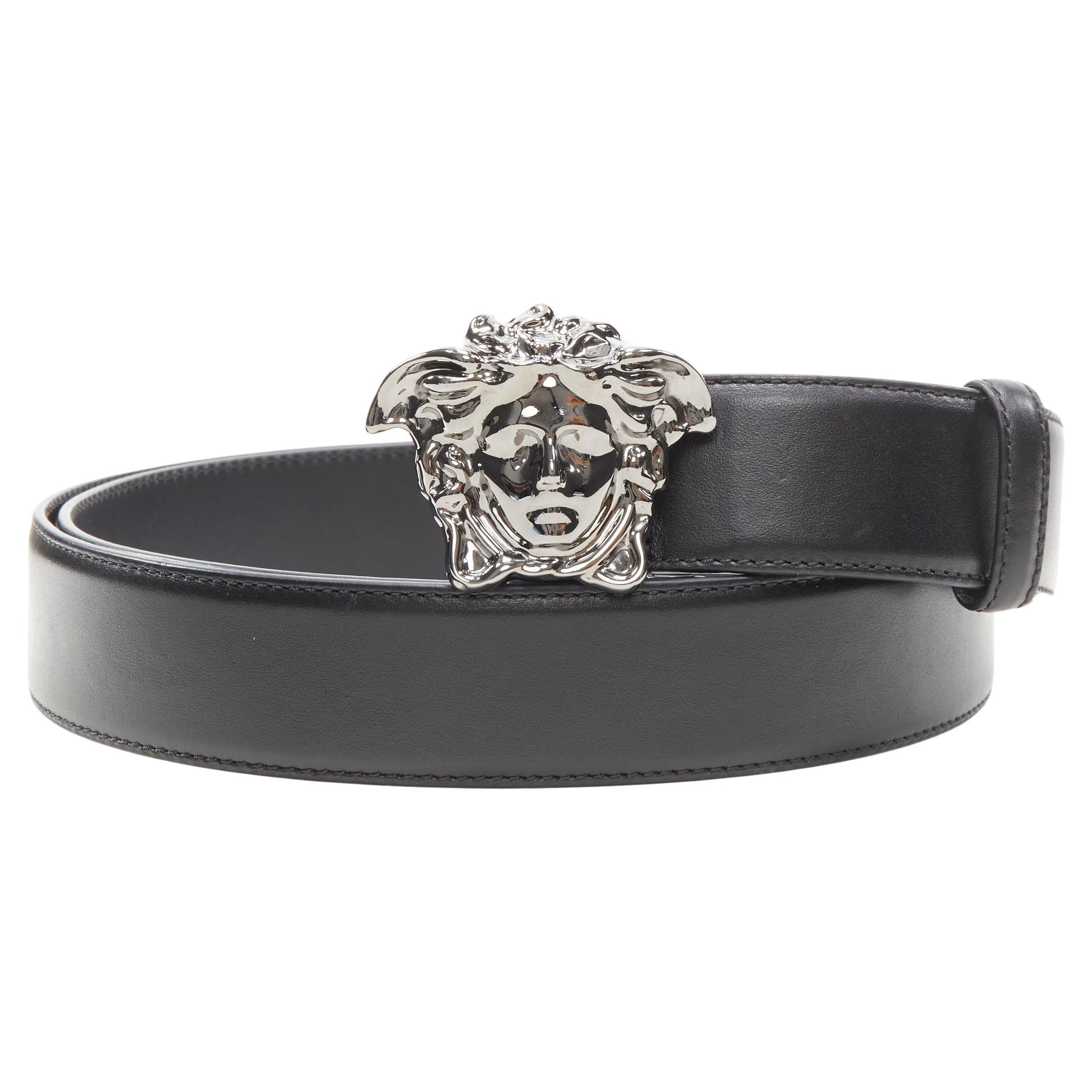 Versace Medusa-head Leather Belt - Black