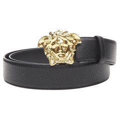 new VERSACE La Medusa gold buckle black leather belt 115cm 44-48"