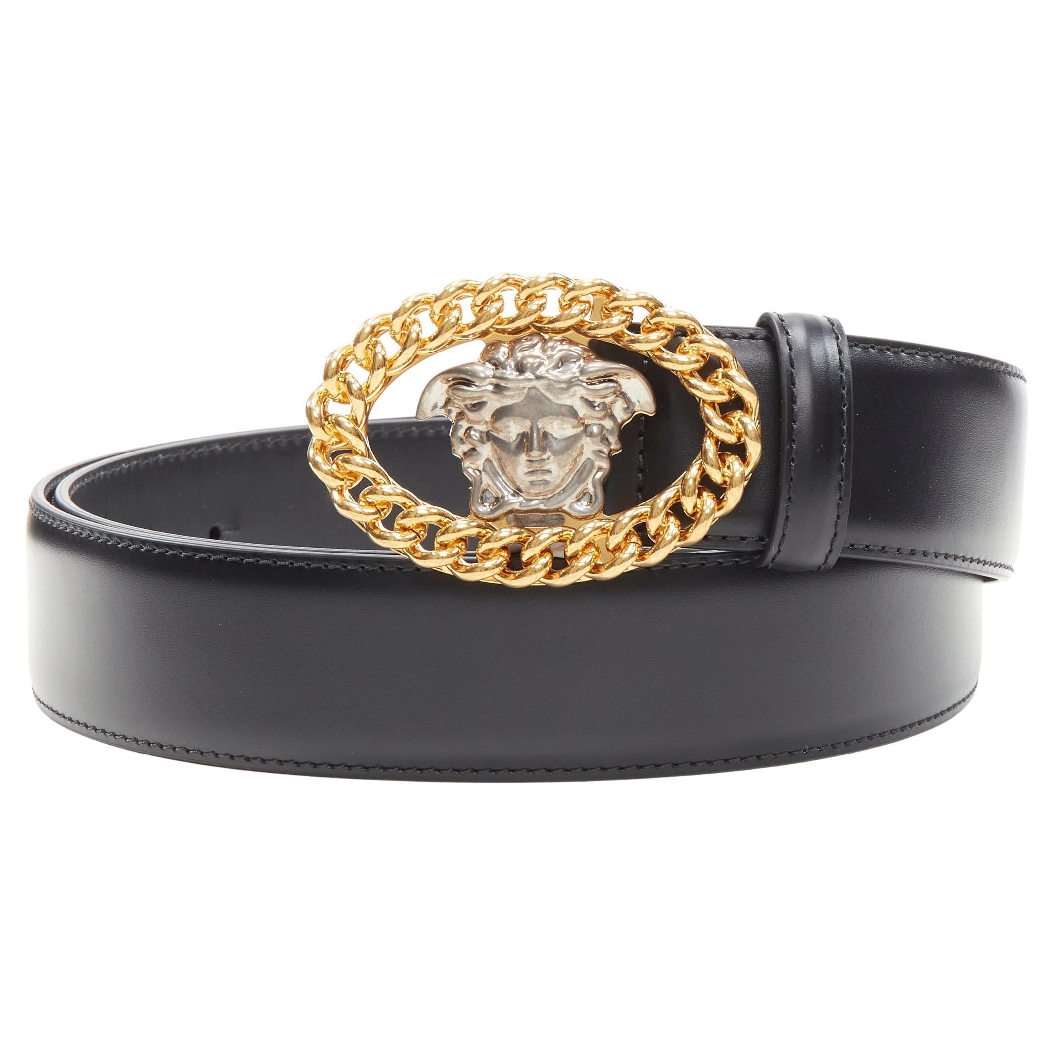 1990s Black and Gold Versace Belt at 1stDibs