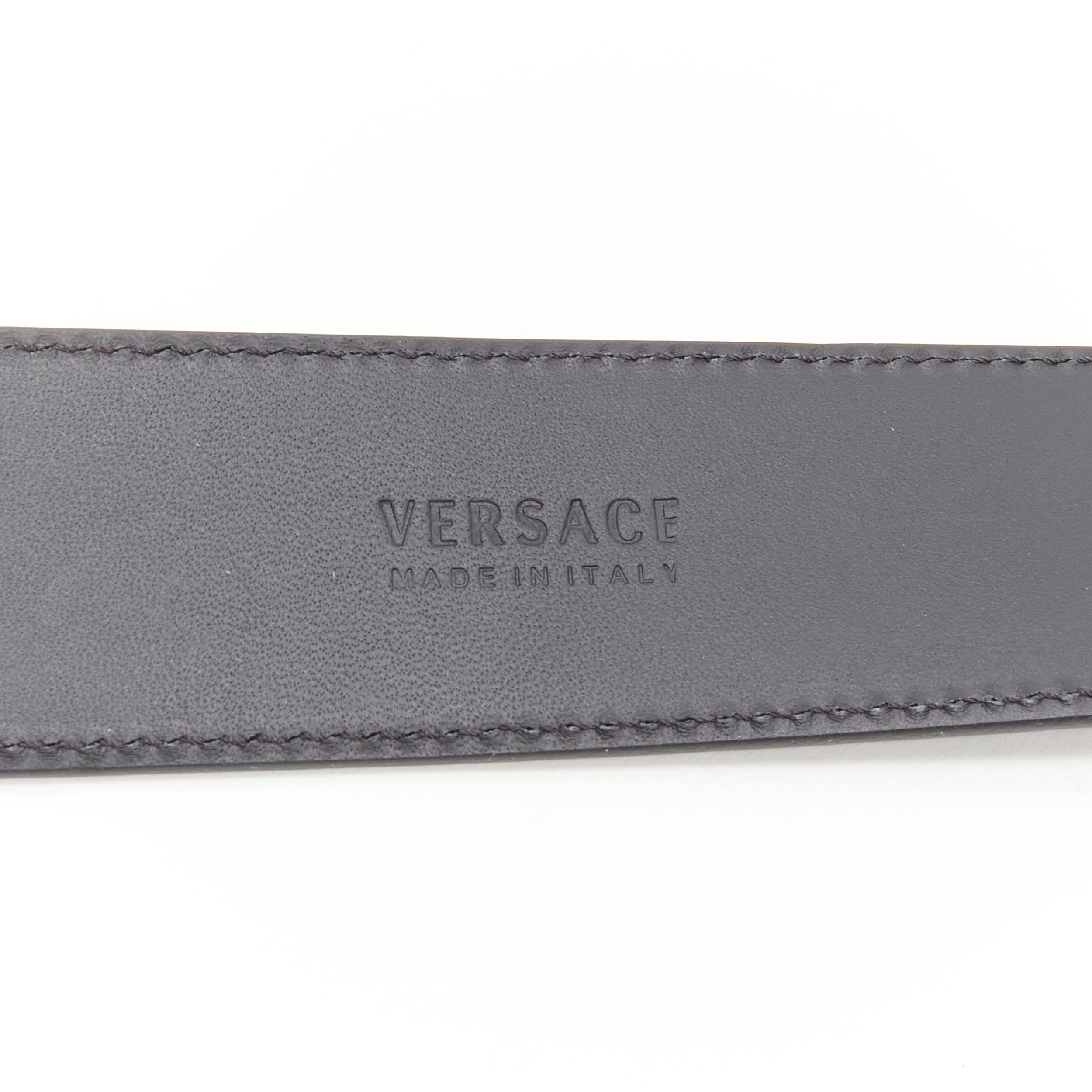 new VERSACE La Medusa ruthenium silver buckle black leather belt 110cm 42-46