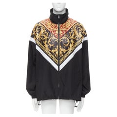 new VERSACE Le Pop Classique black red Barocco print nylon track jacket IT46 S