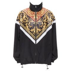 new VERSACE Le Pop Classique black red Barocco print nylon track jacket IT50 L