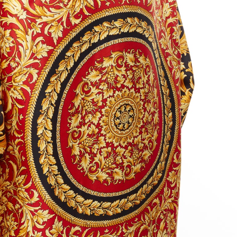 new VERSACE Le Pop Classique Royal Barocco black red gold silk shirt XL  EU41