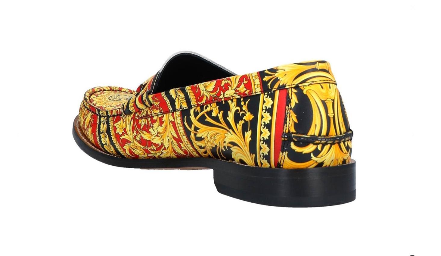 red versace loafers