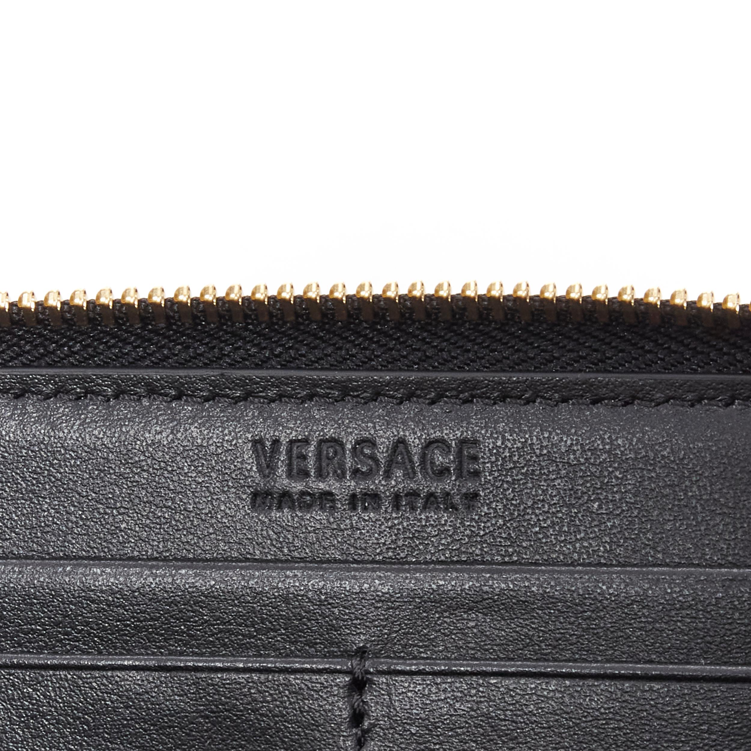 new VERSACE light pink saffiano leather gold logo V stitch continental wallet For Sale 3