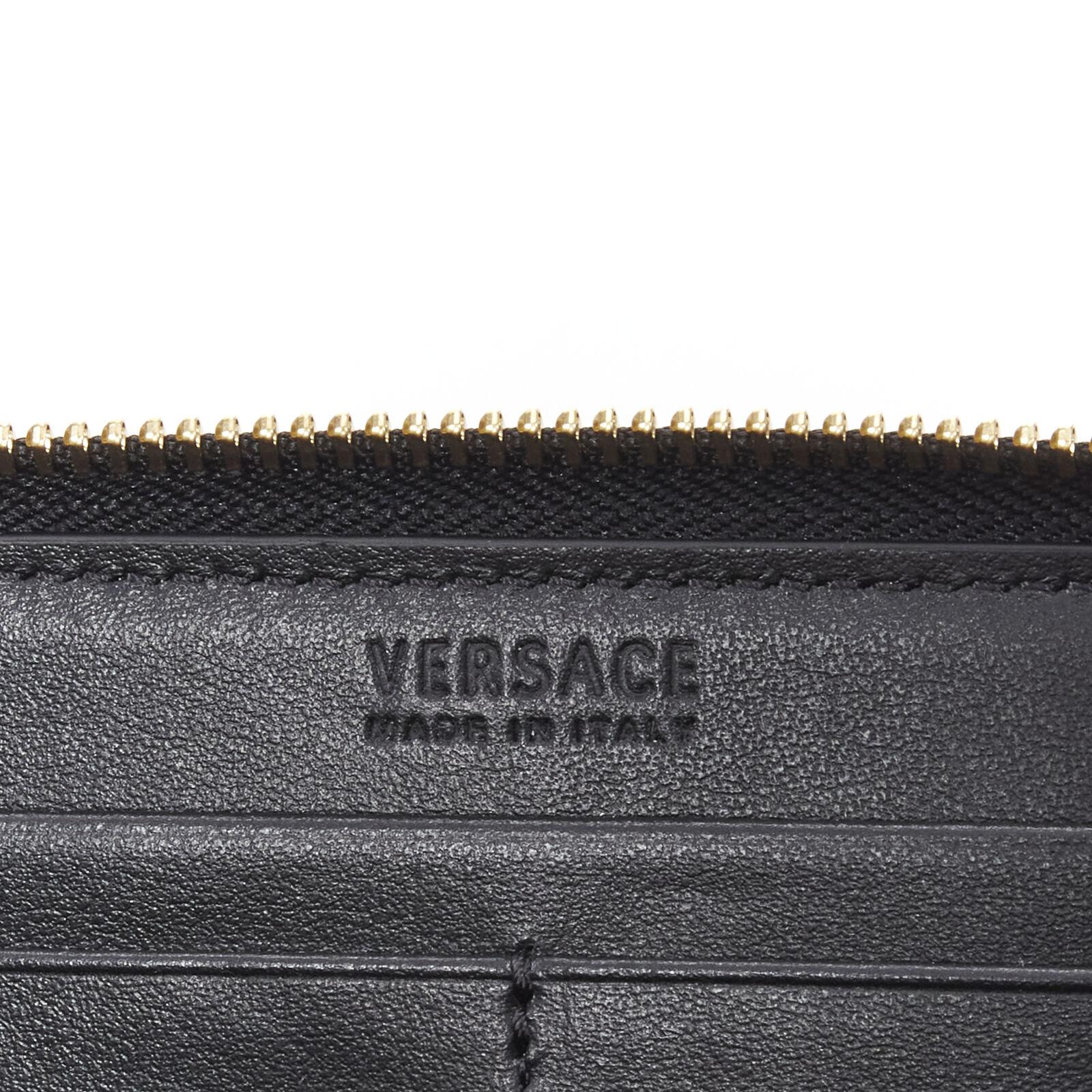 new VERSACE light pink saffiano leather gold logo V stitch continental wallet 3