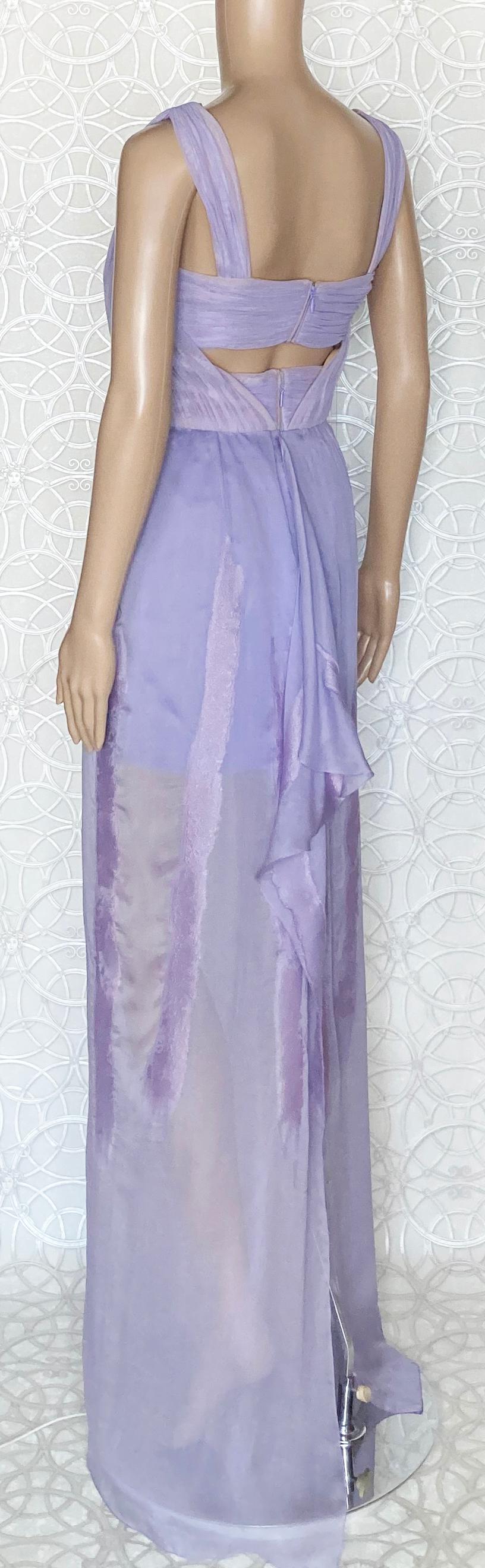 Purple New VERSACE Lilac Chiffon Long Dress 38