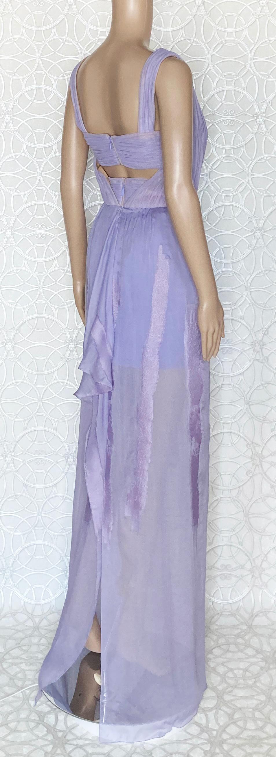 Women's New VERSACE Lilac Chiffon Long Dress 38