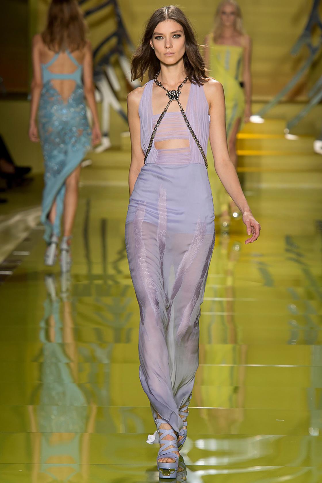 Collection Spring/Summer 2014 Look #45



Lilac Chiffon is finished with iconic Silver-tone Medusa chains

Inner nude bodysuit





Content:

 1st Fabric: 88% silk, 12% polyester

2nd Fabric: 94% nylon, 6% elastane

Lining: 88% silk, 12% elastane
