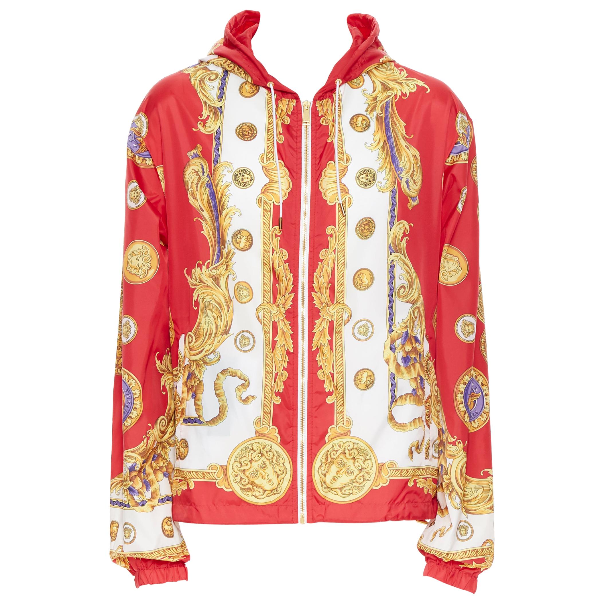 new VERSACE Limited Gold Pig Medusa Medallion Coin Baroque print hoodie IT54 2XL
