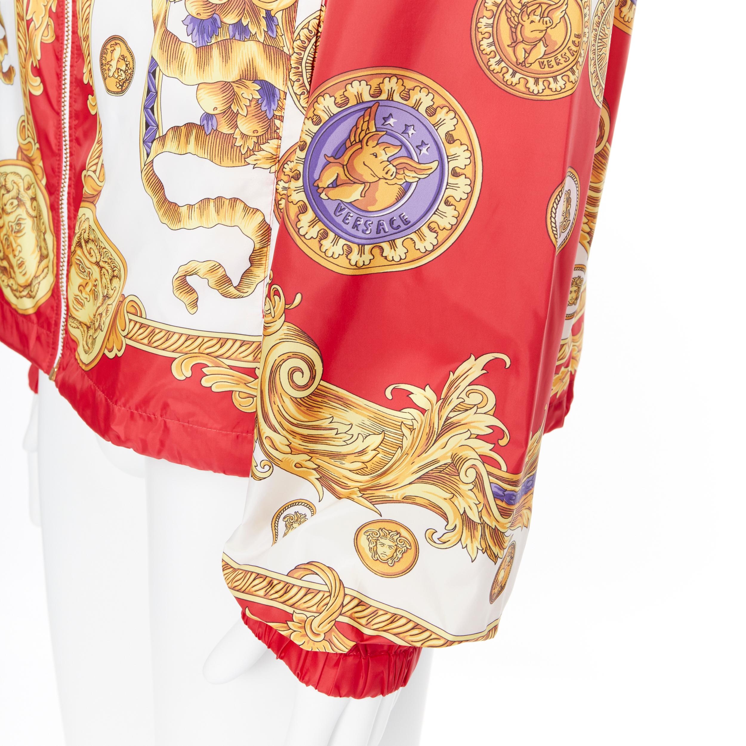 new VERSACE Limited Gold Pig Medusa Medallion Coin Baroque print hoodie IT56 3XL 4