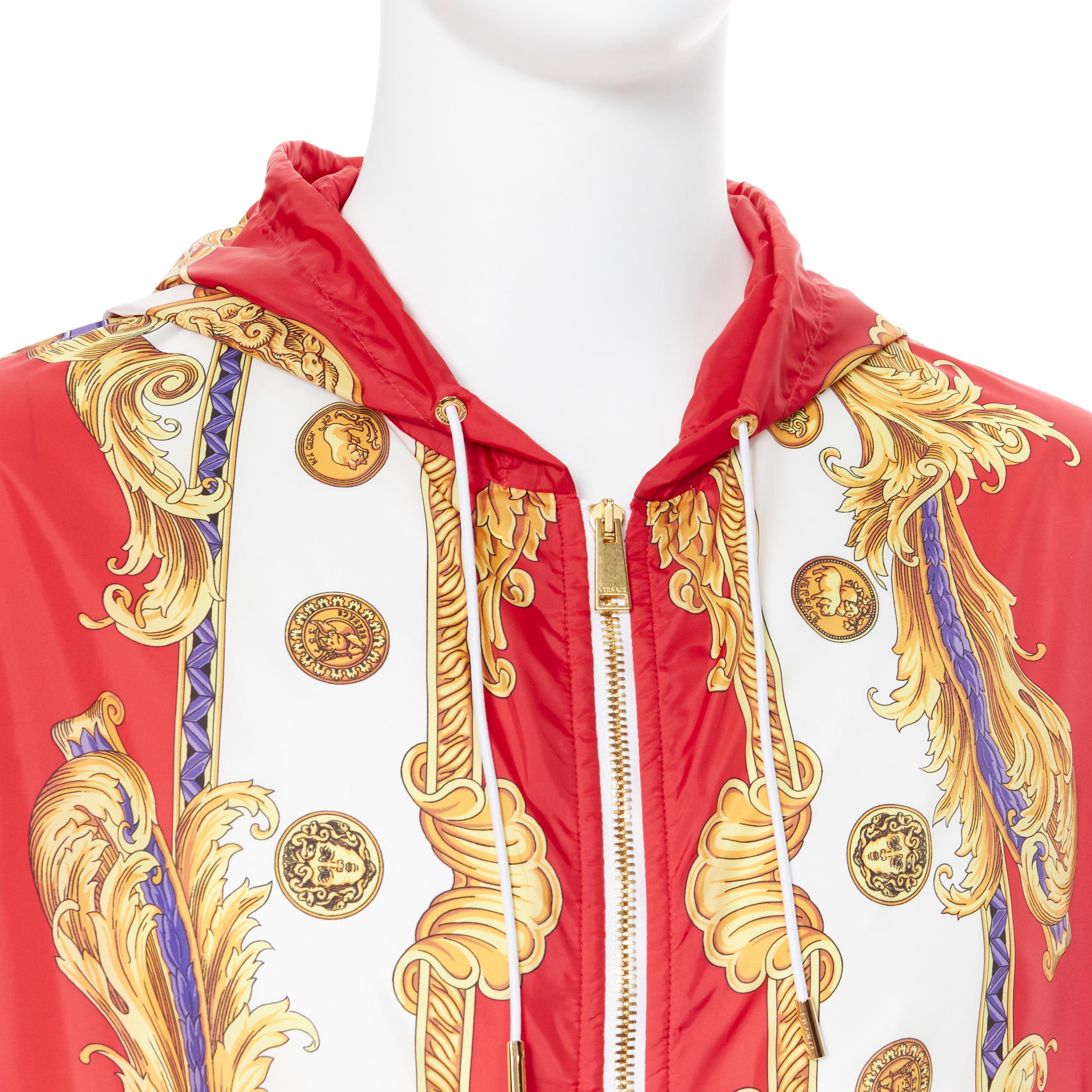 new VERSACE Limited Gold Pig Medusa Medallion Coin Baroque print hoodie IT56 3XL 2