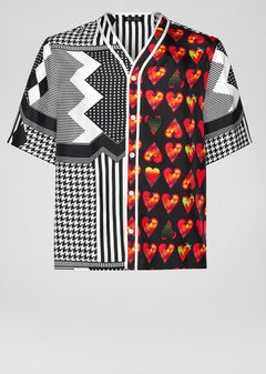 NEW VERSACE LOVE PRINT 100% SILK BASEBALL Shirt IT 50, 52