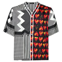 NEW VERSACE LOVE PRINT 100% SILK BASEBALL Shirt IT 50, 52