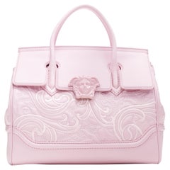 new VERSACE Medium Empire pink leather barocco embroidery Medusa satchel bag