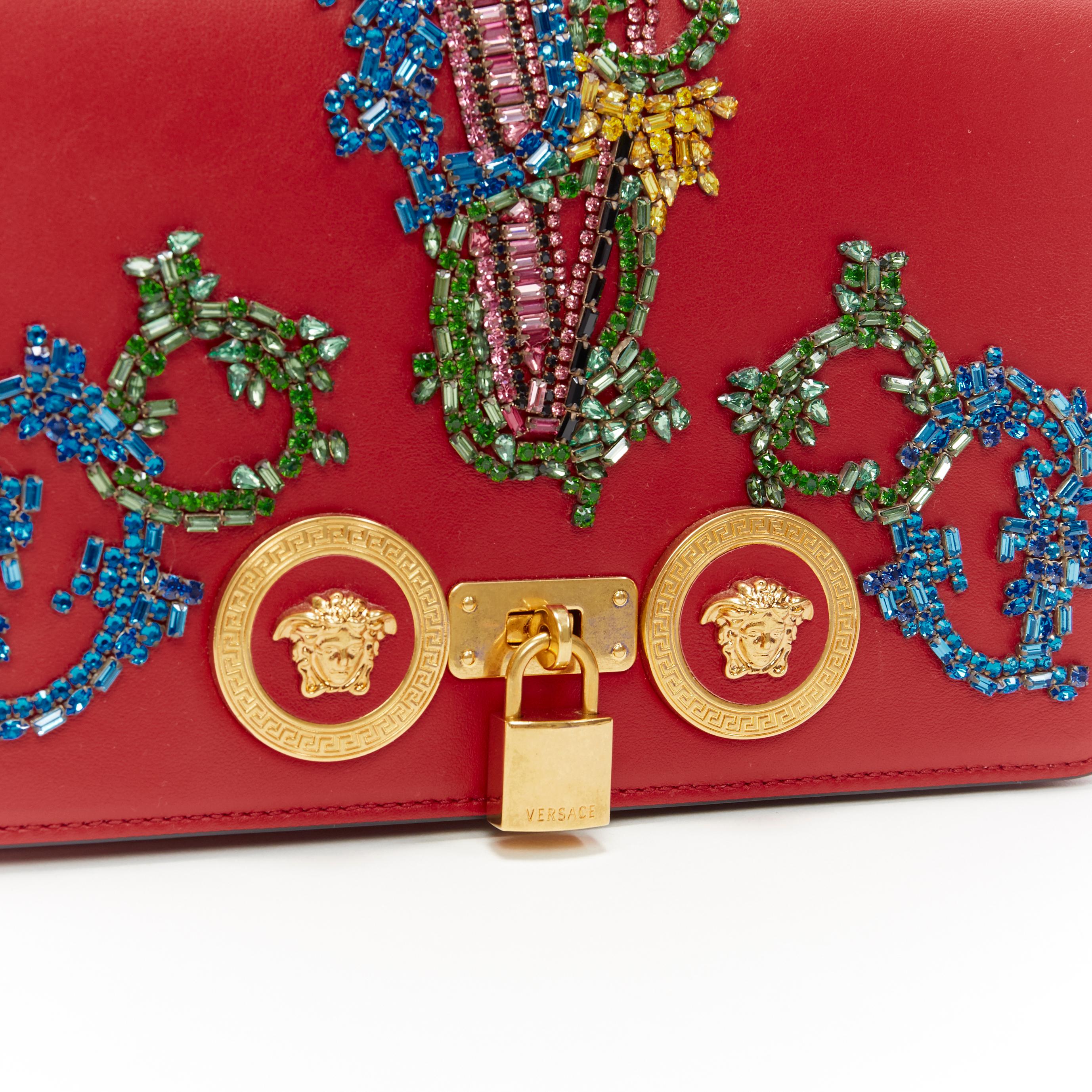 new VERSACE Medium Icon red baroque Virtus V crystal embellished Medusa bag 1