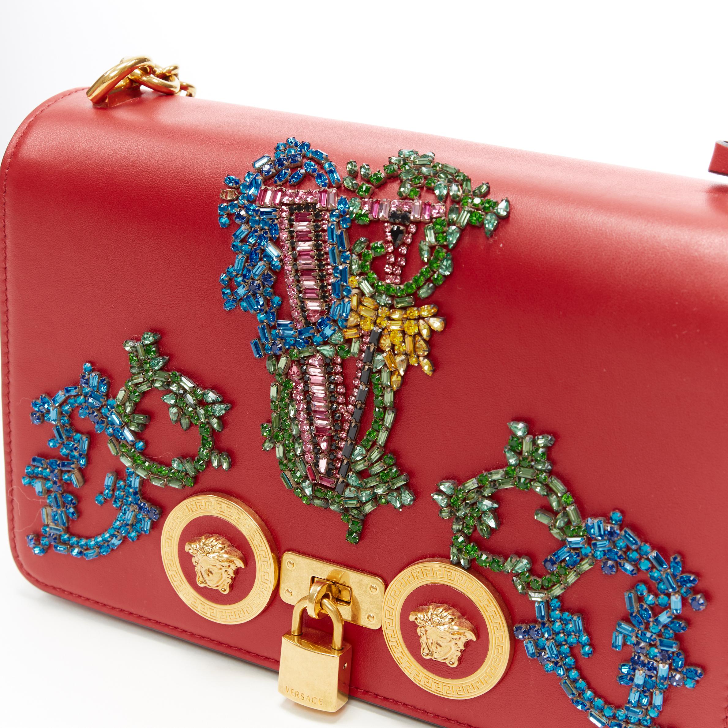 new VERSACE Medium Icon red baroque Virtus V crystal embellished Medusa bag 2