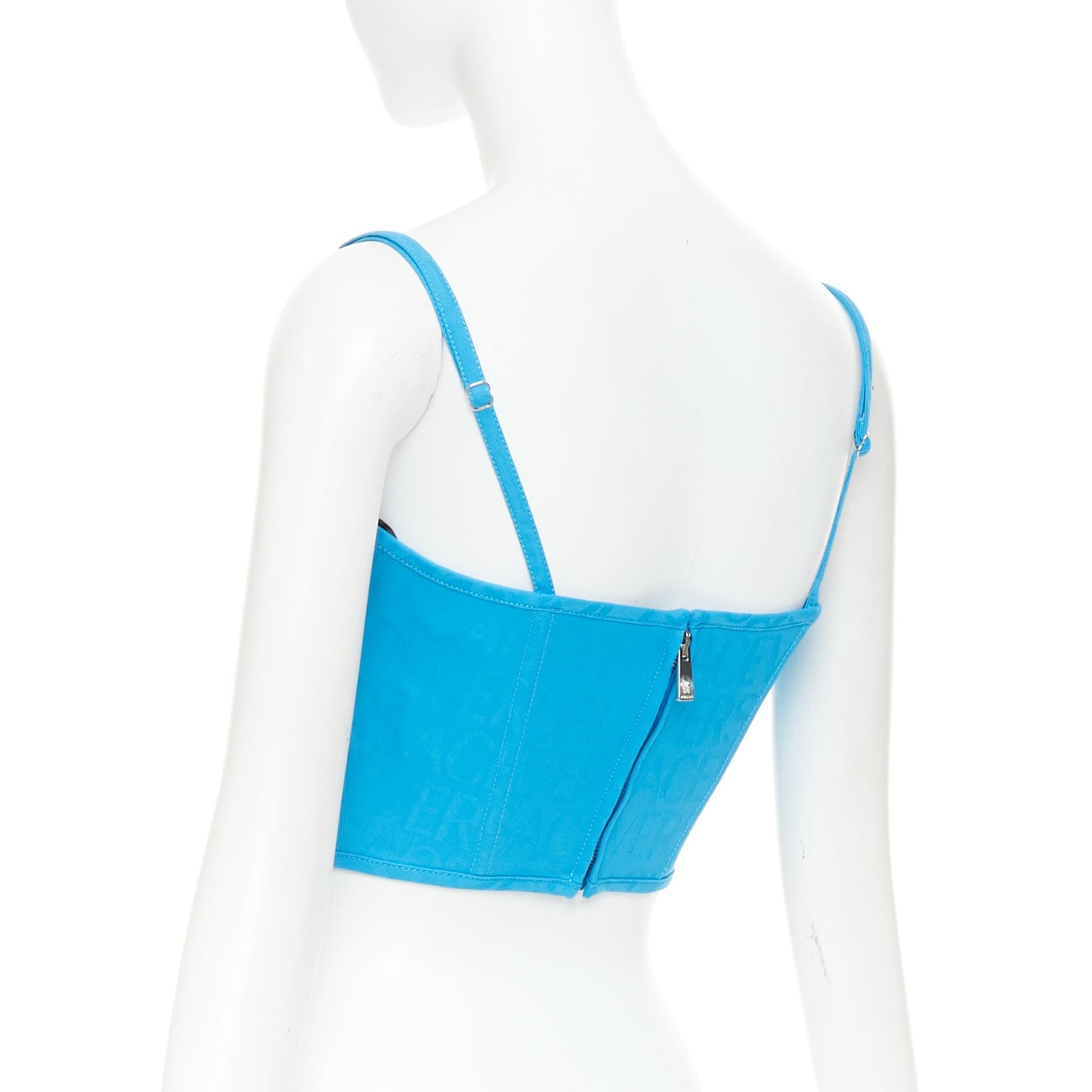 nuevo VERSACE Medusa '95 Mediterráneo monograma deshuesado hebilla crop top IT38 XS en venta 1