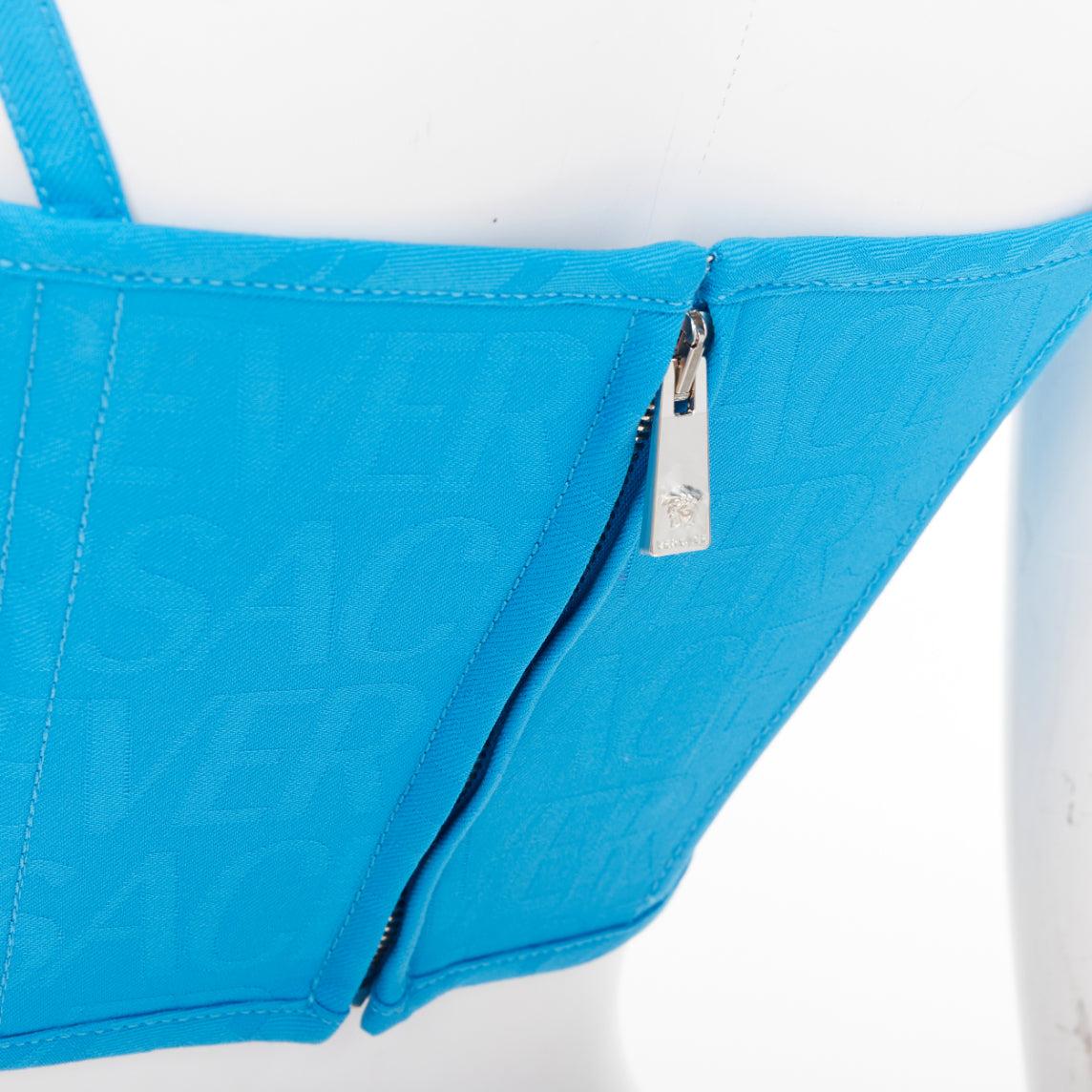 nuevo VERSACE Medusa '95 Mediterráneo monograma deshuesado hebilla crop top IT38 XS en venta 2