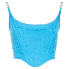 new VERSACE Medusa '95 Mediterranean monogram boned buckle crop top IT38 XS