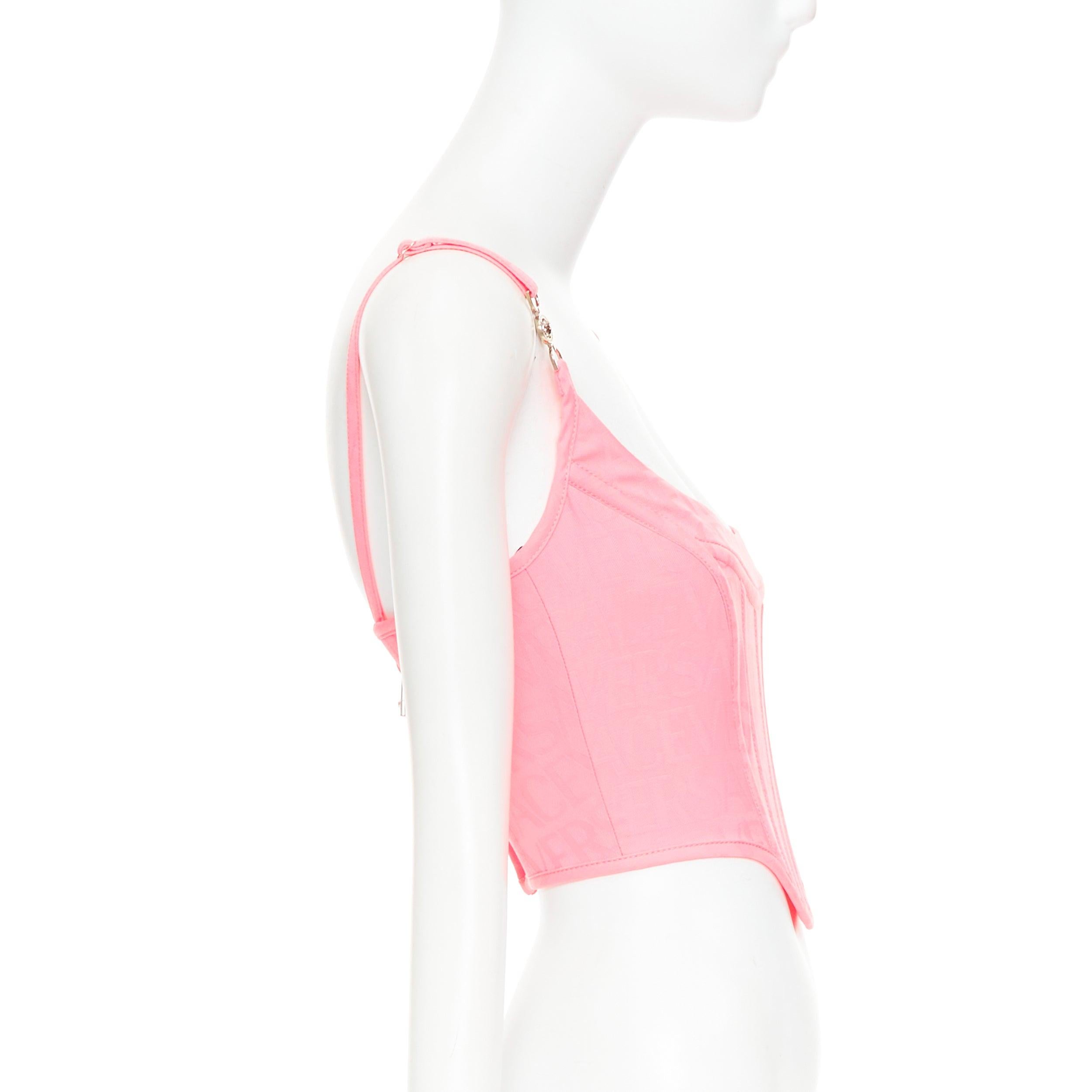 new VERSACE Monogram '95 Pastel disossato con fibbia argento crop top IT36 XXS In condizioni Nuovo in vendita a Hong Kong, NT