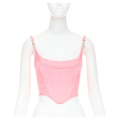 new VERSACE Medusa '95 Pastel Pink monogram boned silver buckle bustier IT36 XXS