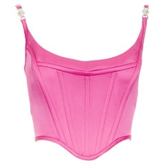 new VERSACE Medusa
95 Satin Waterlilly fuschia boned buckle crop top IT38 XS
