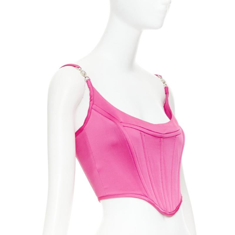 nuevo VERSACE Medusa '95 Raso Waterlilly fucsia deshuesado hebilla crop top IT40 S Rosa en venta