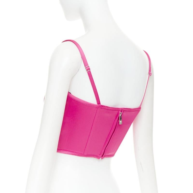 nuevo VERSACE Medusa '95 Raso Waterlilly fucsia deshuesado hebilla crop top IT40 S en venta 1