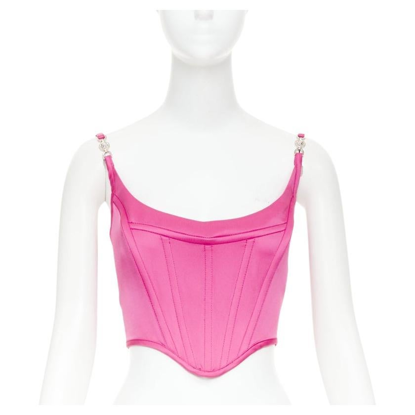 nuevo VERSACE Medusa 
95 Raso Waterlilly fucsia deshuesado hebilla crop top IT40 S