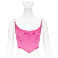 new VERSACE Medusa 
95 Satin Waterlilly fuschia boned buckle crop top IT40 S