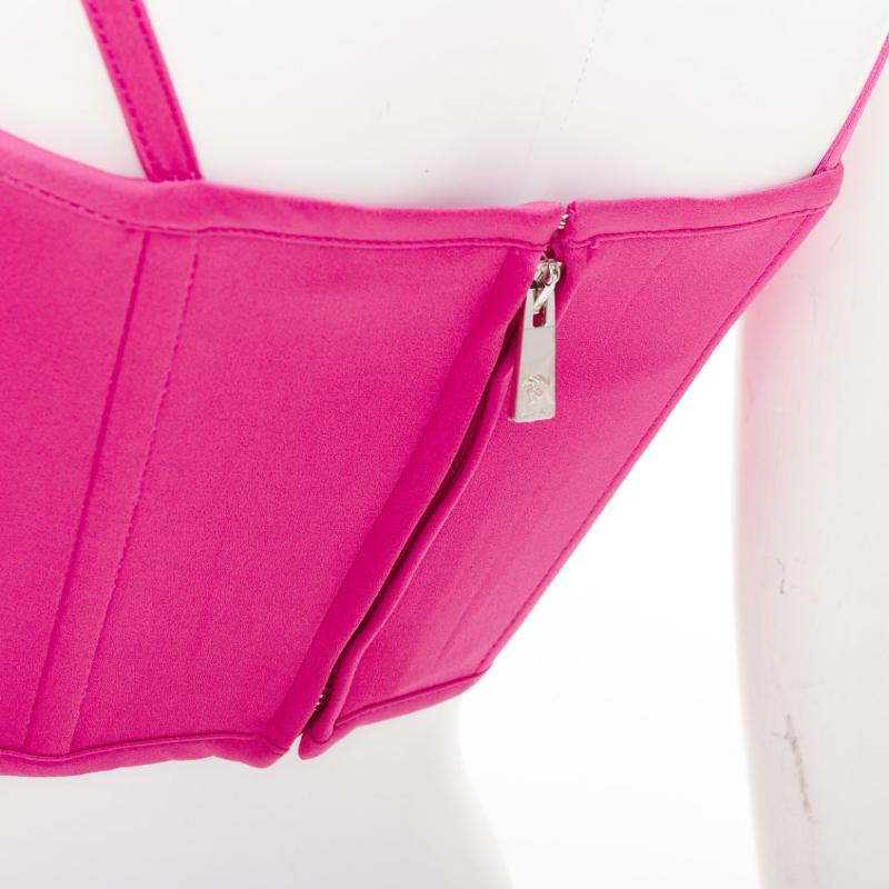 nuevo VERSACE Medusa '95 Raso Waterlilly fucsia deshuesado hebilla crop top IT42 M en venta 2