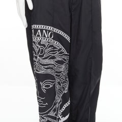 new VERSACE Medusa Big Logo print black nylon Y2K track pants IT52 XL