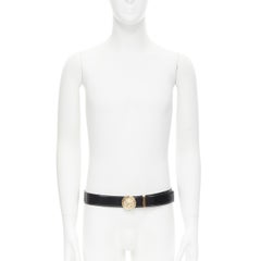 new VERSACE Medusa Biggie crystal gold Medallion black leather belt 95cm 36-40"