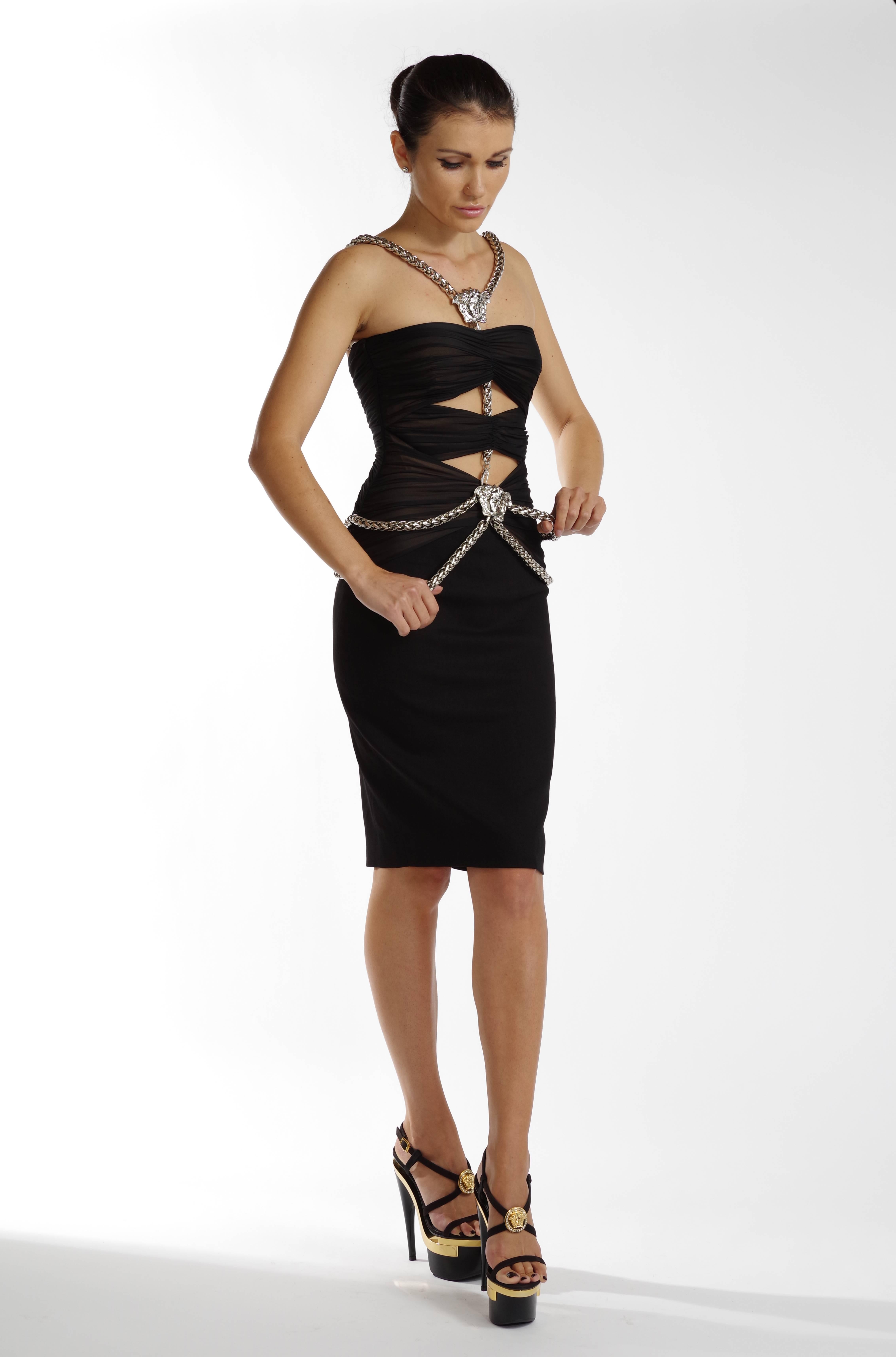 New Versace Medusa Black Dress 38 - 2 For Sale 1