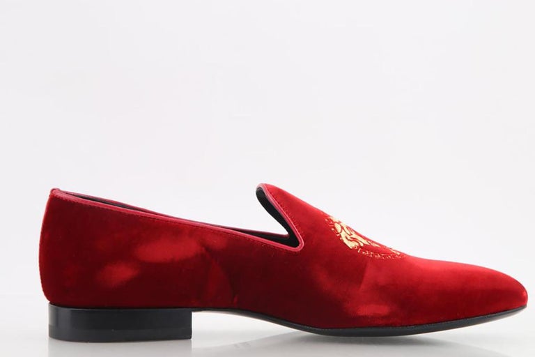 New VERSACE MEDUSA HEAD RED VELVET LOAFERS 42 - 9; 42.5  display picture 1