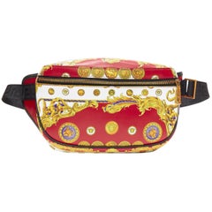 new VERSACE Medusa Lunar Pig Medallion coin baroque print leather waist bag