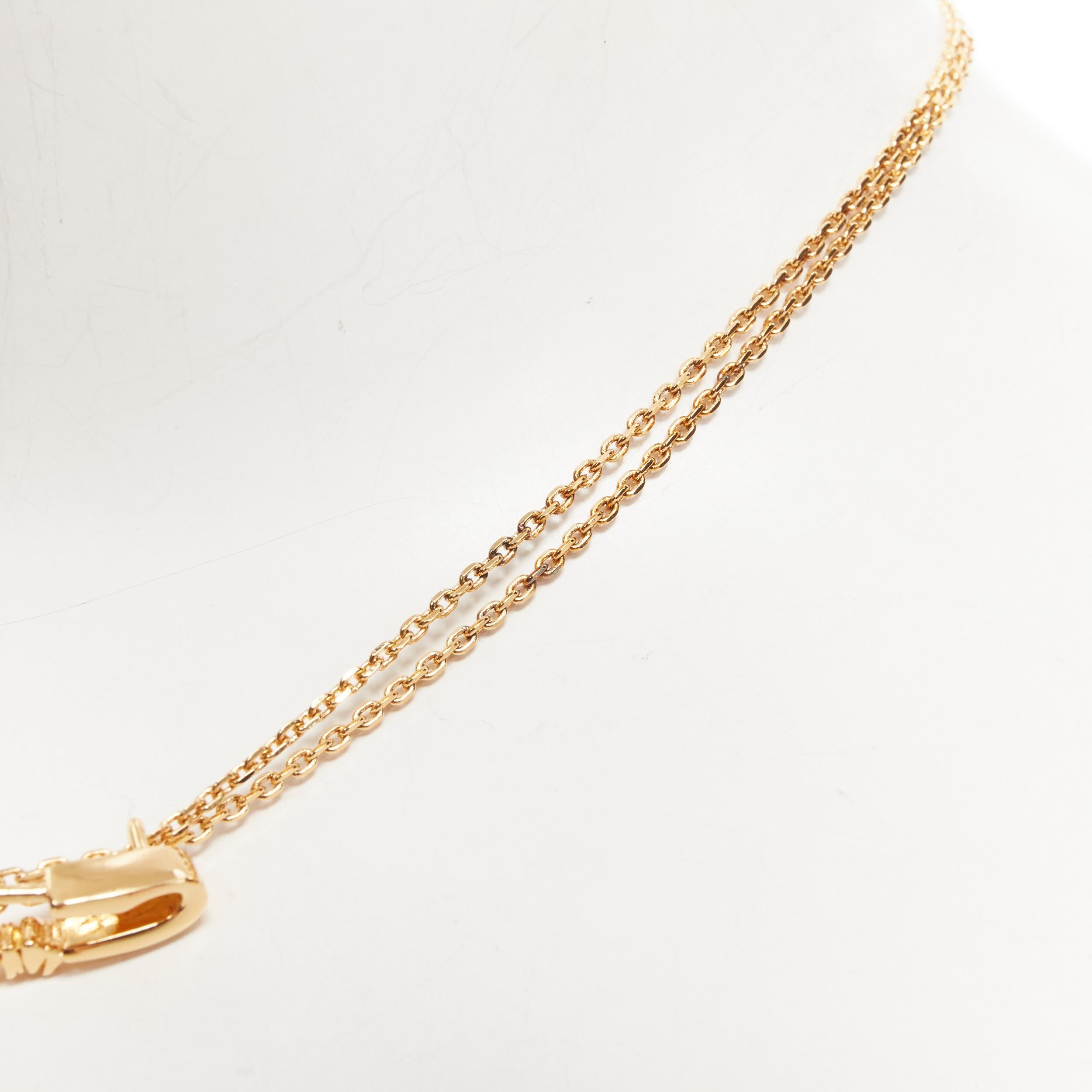 new VERSACE Medusa Safety Pin pendant gold tone nickel short necklace choker 2