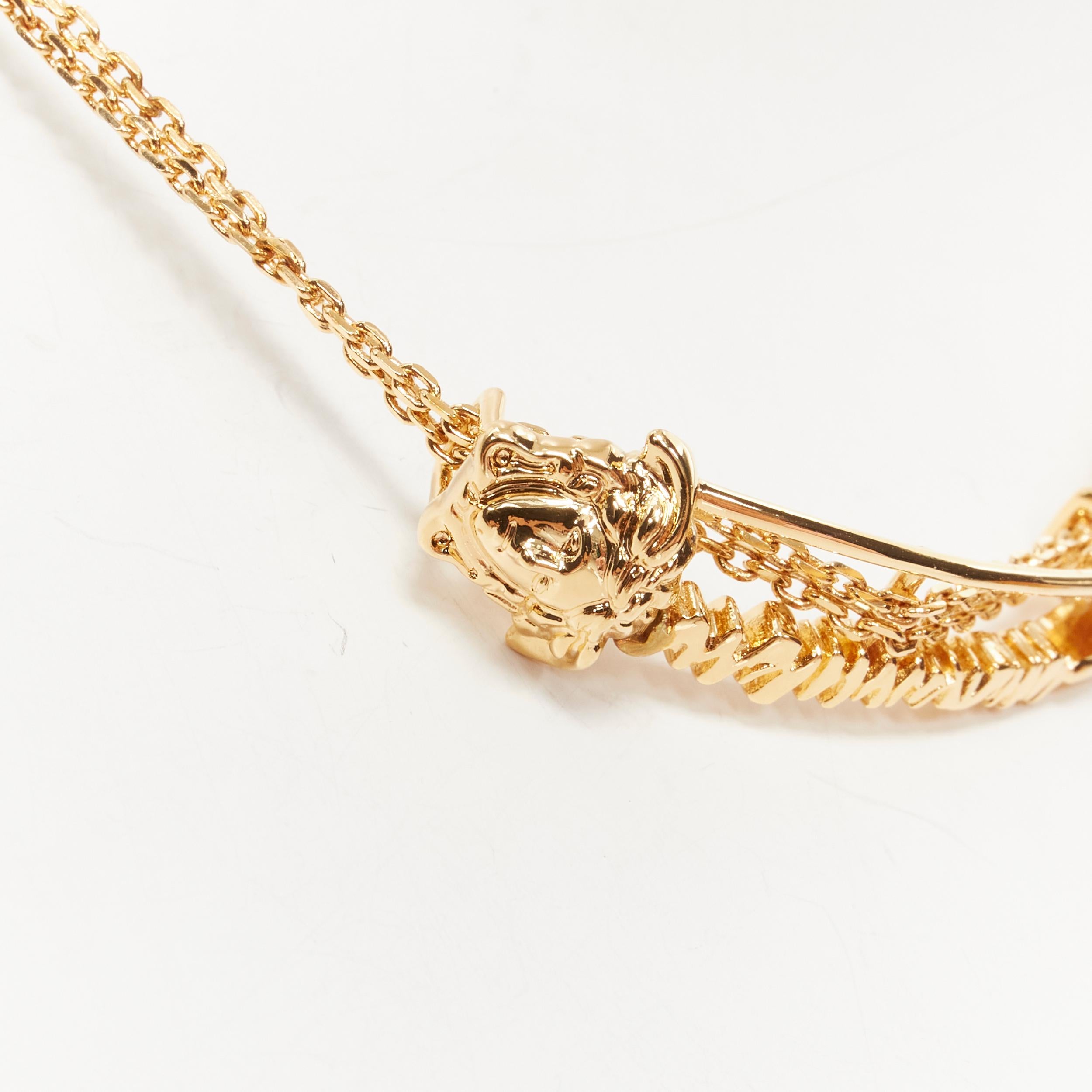 Gray new VERSACE Medusa Safety Pin pendant gold tone nickel short necklace choker