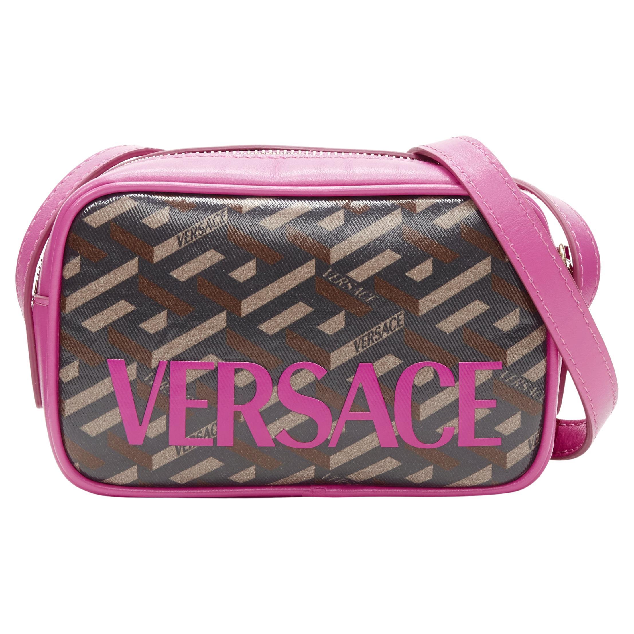 new VERSACE Medusa Smiley Graffiti La Greca pink leather crossbody camera bag